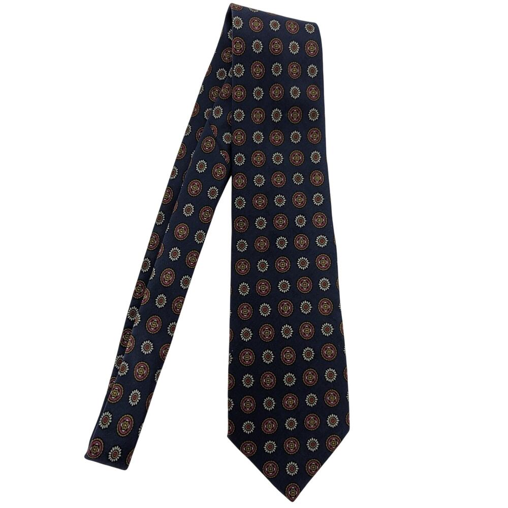 Fendi Cravette 100% Silk Novelty Italian Neck Tie Blue Multi Classic Formal Work